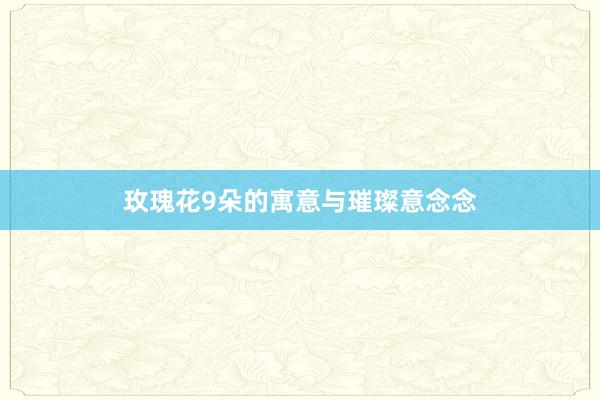 玫瑰花9朵的寓意与璀璨意念念